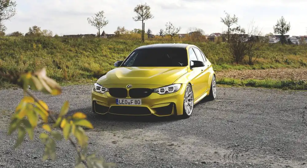 Austin Yellow BMW F80 M3 with HRE RC100 Wheels in Brushed Clear 1 1