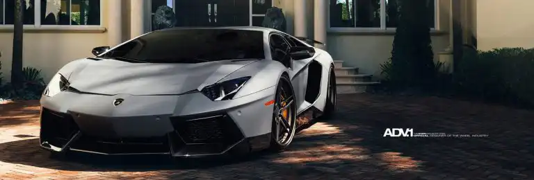 Matte Gray Aventador With ADV.1 Wheels And NOVITEC Carbon Fiber