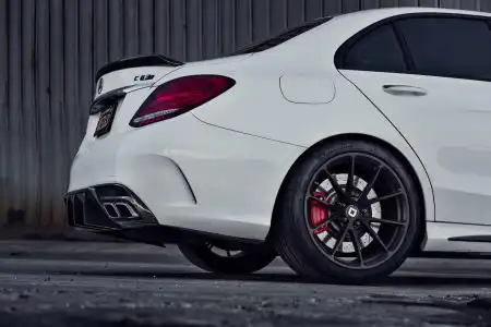 White Mercedes-Benz C63 AMG With Mode Carbon Aero Parts