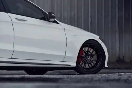 White Mercedes-Benz C63 AMG With Mode Carbon Aero Parts