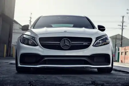 White Mercedes-Benz C63 AMG With Mode Carbon Aero Parts