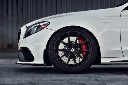 White Mercedes-Benz C63 AMG With Mode Carbon Aero Parts