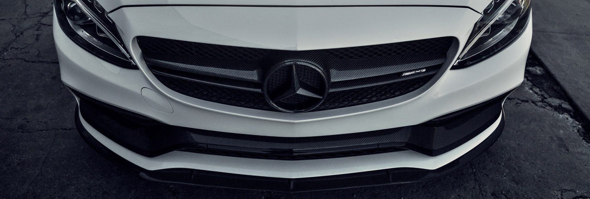 White Mercedes-Benz C63S AMG With Mode Carbon Aero Parts