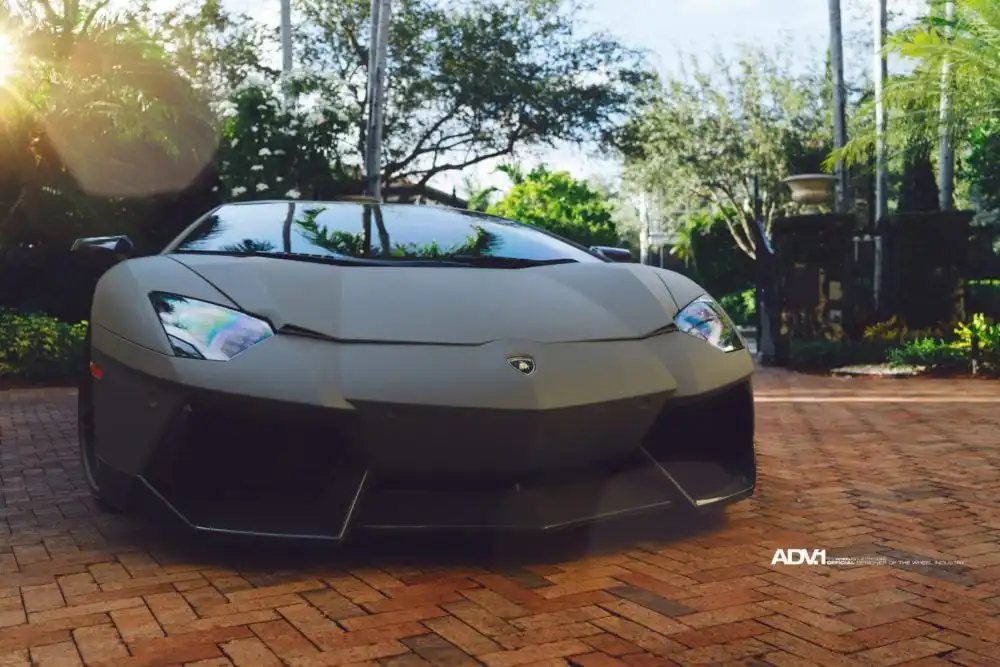 Matte Gray Aventador With ADV.1 Wheels And NOVITEC Carbon Fiber