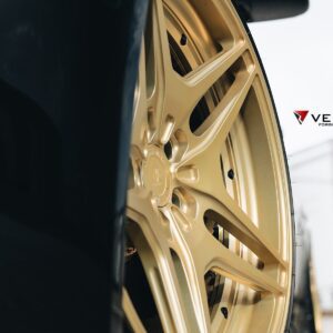 Black Sapphire Metallic BMW M4 On Gold Velos Designwerks Wheels Wallpaper