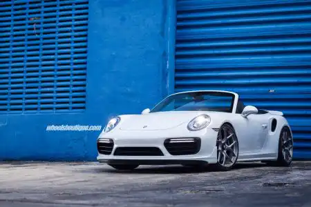 White Porsche 991 Turbo S Convertible – HRE Wheels
