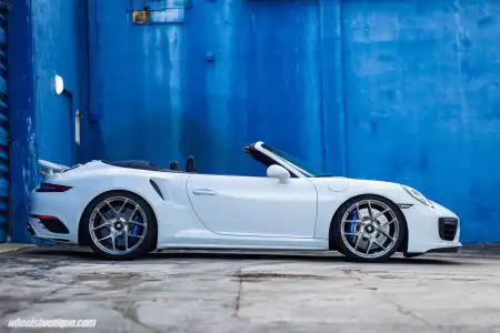 White Porsche 991 Turbo S Convertible – HRE Wheels