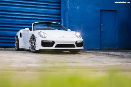 White Porsche 991 Turbo S Convertible – HRE Wheels