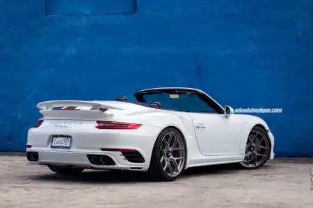 White Porsche 991 Turbo S Convertible – HRE Wheels