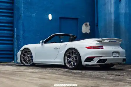 White Porsche 991 Turbo S Convertible – HRE Wheels