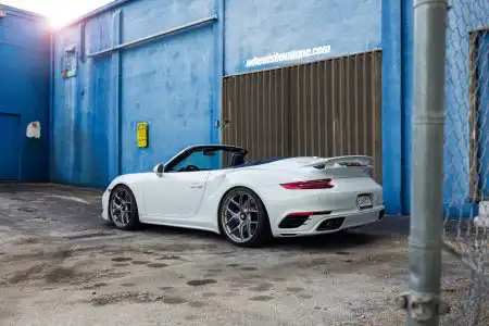 White Porsche 991 Turbo S Convertible – HRE Wheels