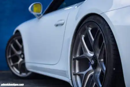 White Porsche 991 Turbo S Convertible – HRE Wheels