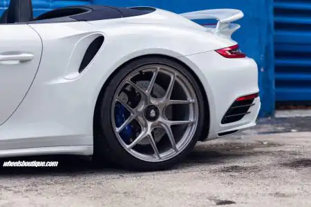 White Porsche 991 Turbo S Convertible – HRE Wheels