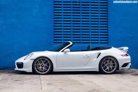 White Porsche 991 Turbo S Convertible – HRE Wheels