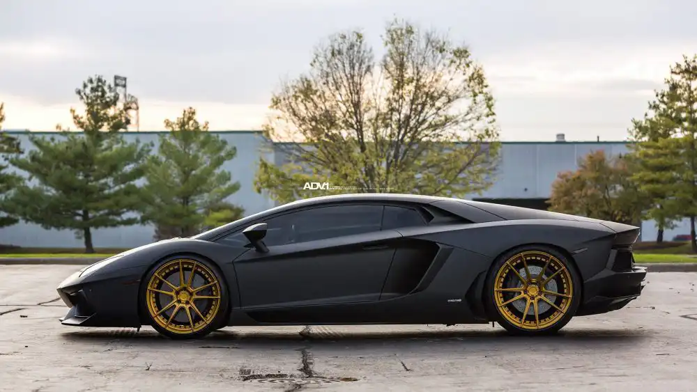 Satin Matte Black Lamborghini Aventador Gets ADV.1 Wheels 60 Satin Matte Black Lamborghini Aventador WithADV.1 Wheels Wallpaper
