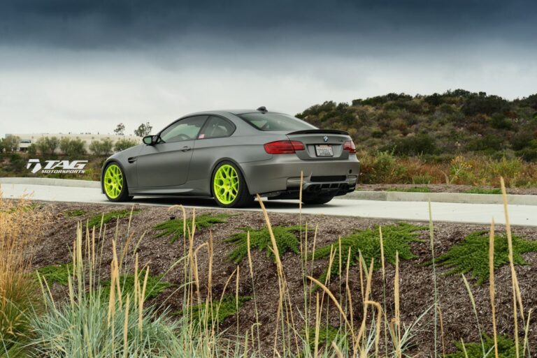 Matte Gray BMW E92 M3 With Brushed Green HRE Wheels