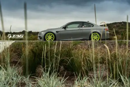 Matte Gray BMW E92 M3 With Brushed Green HRE Wheels