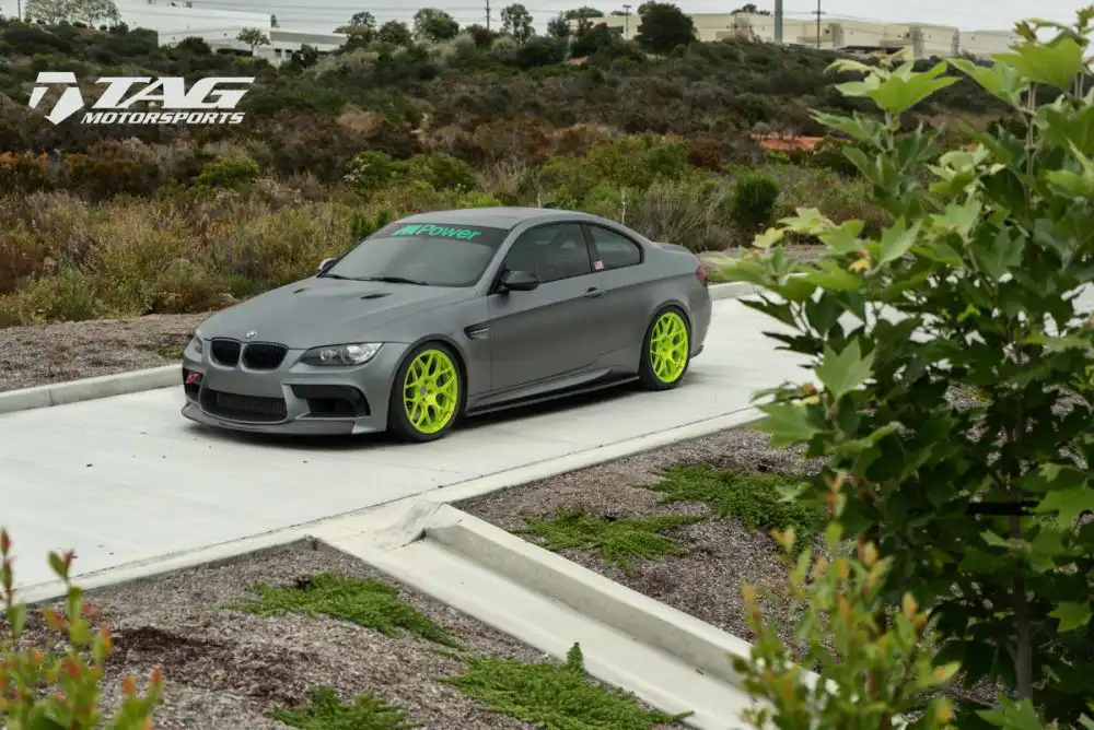 Matte Gray BMW E92 M3 With Brushed Green HRE Wheels