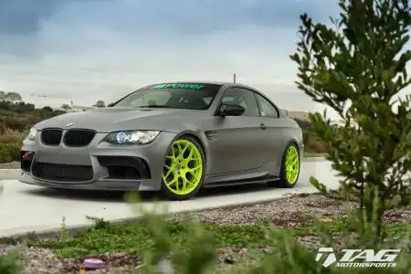 Matte Gray BMW E92 M3 With Brushed Green HRE Wheels