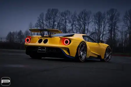Vibrant Yellow Ford GT – PUR Wheels Wallpaper