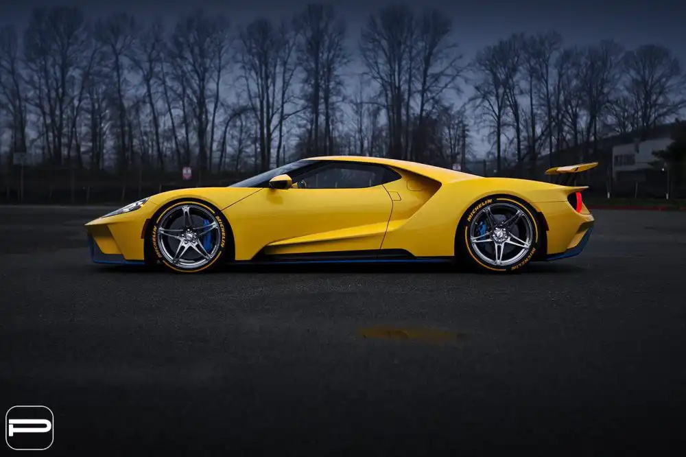 Vibrant Yellow Ford GT - PUR Wheels