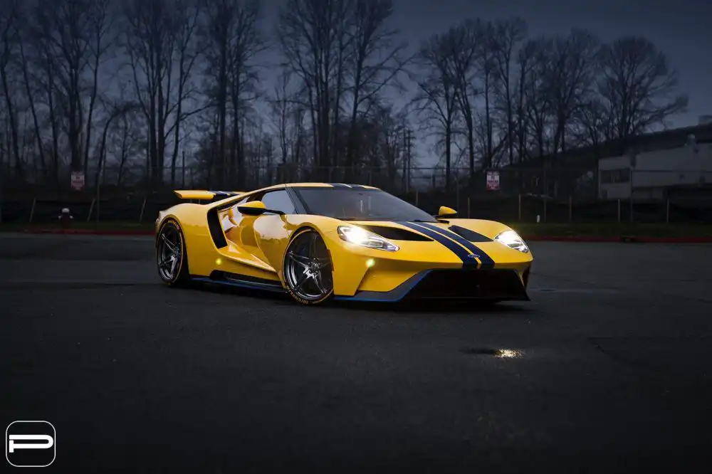 Vibrant Yellow Ford GT - PUR Wheels