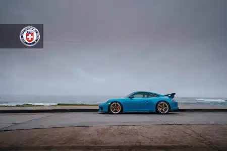 Miami Blue Porsche 991.2 GT3 with HRE C105 Wheels in Frozen Stone Bronze