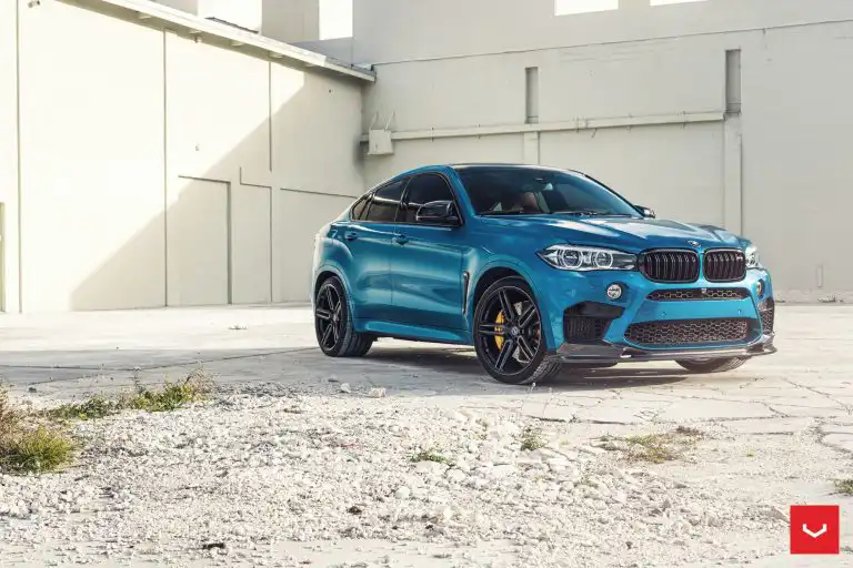 Long Beach Blue Metallic BMW X6 M Gets Vossen Hybrid Forged HF-1 Wheels