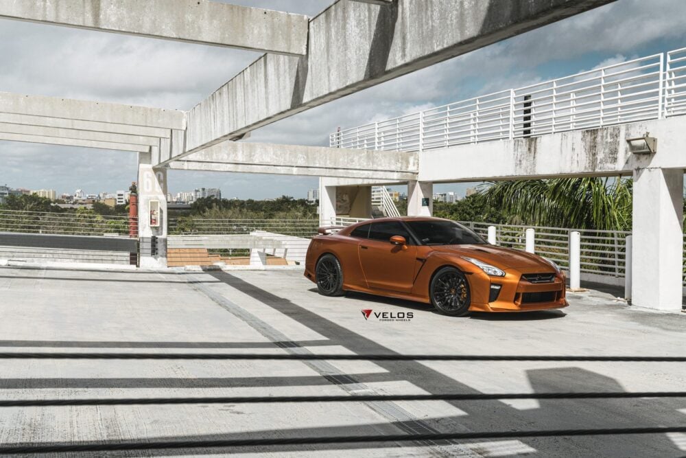 Metallic Orange Nissan GTR - Velos Designwerks Wheels Wallpaper