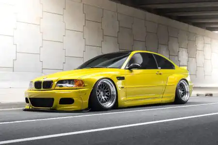 bagged-bimmerworld-phoenix-yellow-bmw-e46-m3-pandem-rocketbunny-widebody-kit-ccw-wheels-a