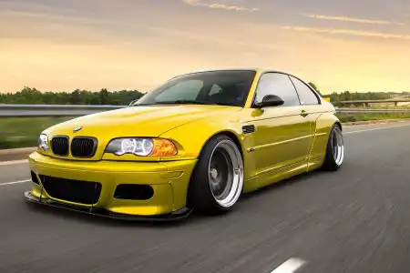Rocketbunny Phoenix Yellow BMW E46 M3 With CCW Classic Wheels Wallpaper