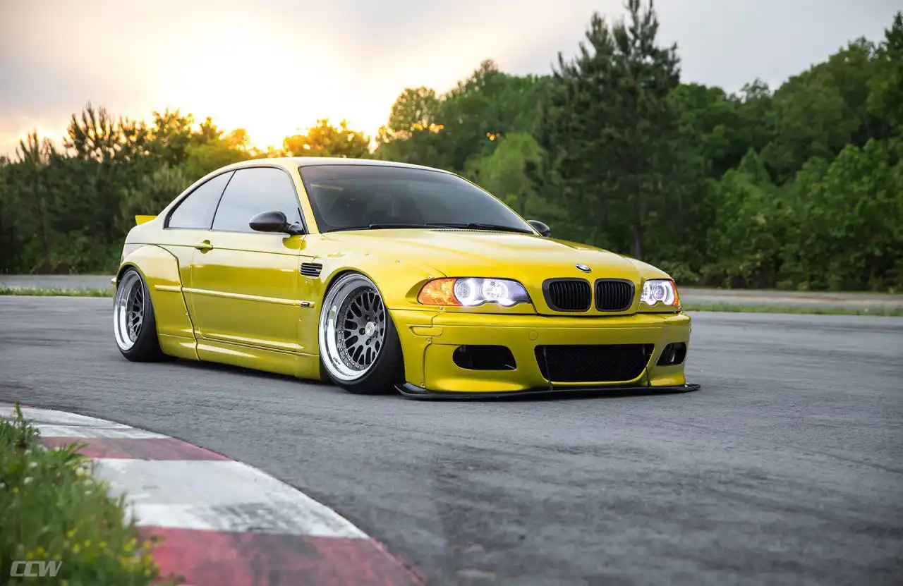 Rocketbunny Phoenix Yellow BMW E46 M3 With CCW Classic Wheels Wallpaper