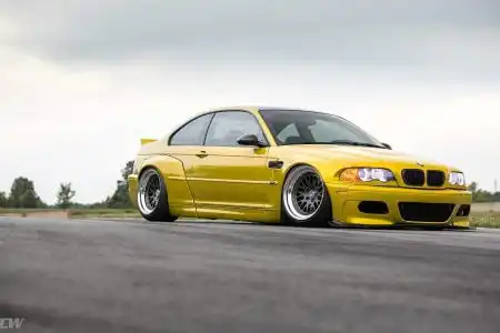 Rocketbunny Phoenix Yellow BMW E46 M3 With CCW Classic Wheels Wallpaper