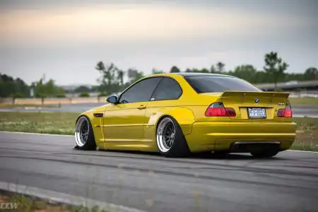 Rocketbunny Phoenix Yellow BMW E46 M3 With CCW Classic Wheels Wallpaper