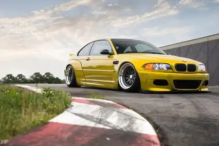 Rocketbunny Phoenix Yellow BMW E46 M3 With CCW Classic Wheels Wallpaper