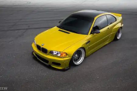 Rocketbunny Phoenix Yellow BMW E46 M3 With CCW Classic Wheels Wallpaper