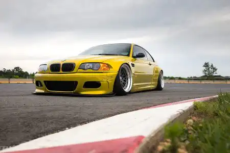 Rocketbunny Phoenix Yellow BMW E46 M3 With CCW Classic Wheels Wallpaper