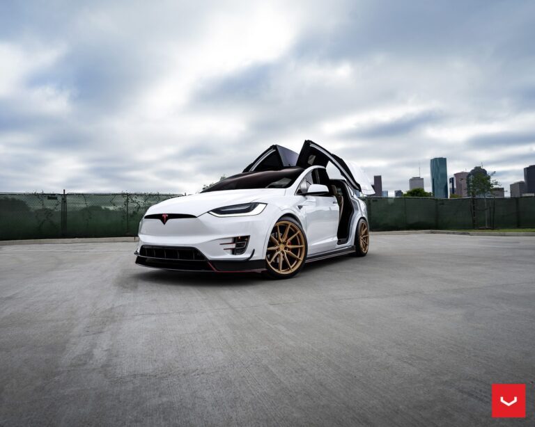 White Tesla Model X Adorned With Vossen HF-3 Hybrid Forged Series Wheels