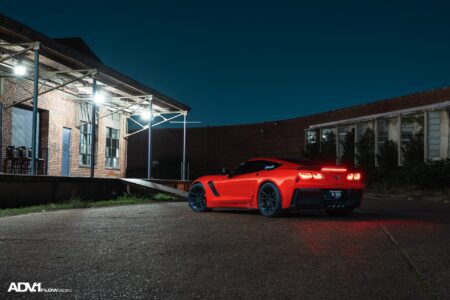Torch Red Chevrolet C7 Corvette Z06 Gets ADV5.0 FLOWspec Wheels in Satin Black