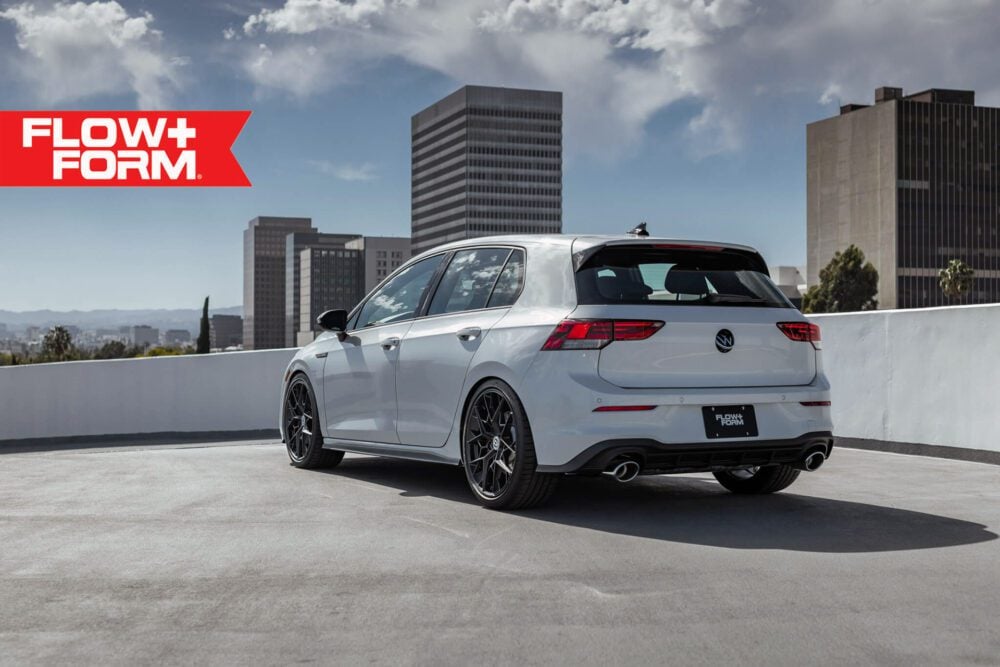 White Volkswagen Golf GTI with HRE FF10 Wheels in Tarmac Gray