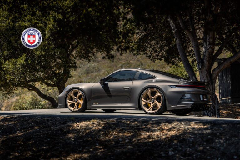 Agate Gray Porsche 992 GT3 with HRE 522M Wheels in Frozen Champagne Image 8