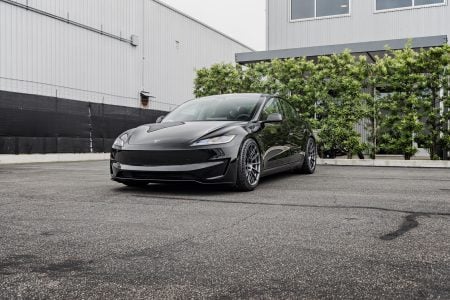 Black Tesla Model 3 Performance Silver grey 19 inch UP-03 wheels aggressive track stance lowered 1920px Image (8)