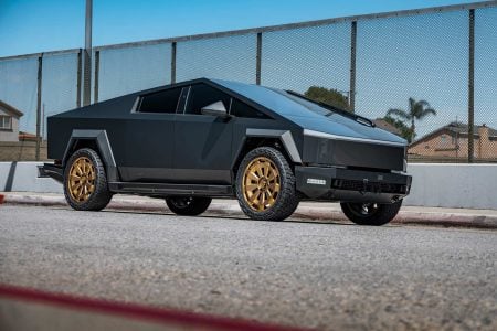 Magnesium Wrapped PPF Tesla Cybertruck UP Forged CYBRNOVA 24 Inch Satin Bronze Wheels UP INVINCIBLE steel body armor Unplugged Performance 1