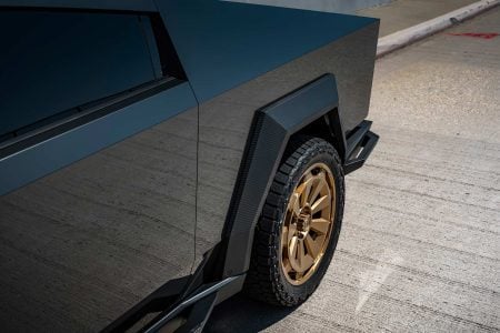 Magnesium Wrapped PPF Tesla Cybertruck UP Forged CYBRNOVA 24 Inch Satin Bronze Wheels UP INVINCIBLE steel body armor Unplugged Performance 7