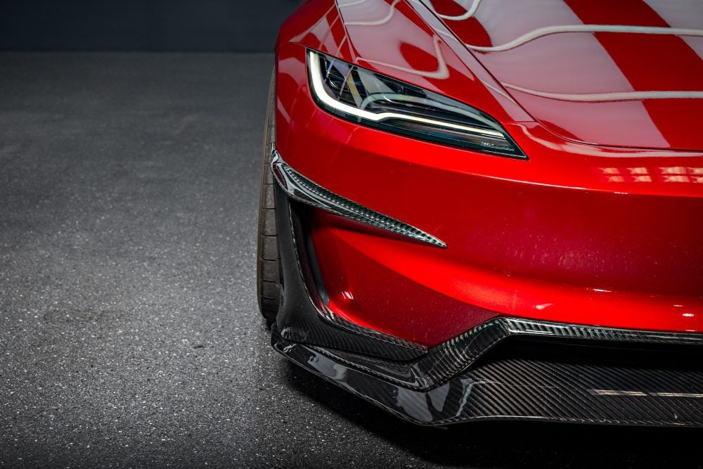 Red Rocket by Unplugged Performance: Next-Level Tuning for the 2024+ Tesla Model 3 Performance 13 Tesla Model 3 Performance Highland UP Forged UP 03 Wheels Race Pro Coilovers Carbon Fiber Aero Kit 1920px 12