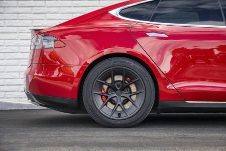 2015 Red-Multi Coat Tesla Model S on UP-RW FF 19-inch Wheels by Unplugged Performance 2