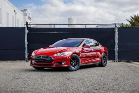2015 Red-Multi Coat Tesla Model S on UP-RW FF 19-inch Wheels by Unplugged Performance