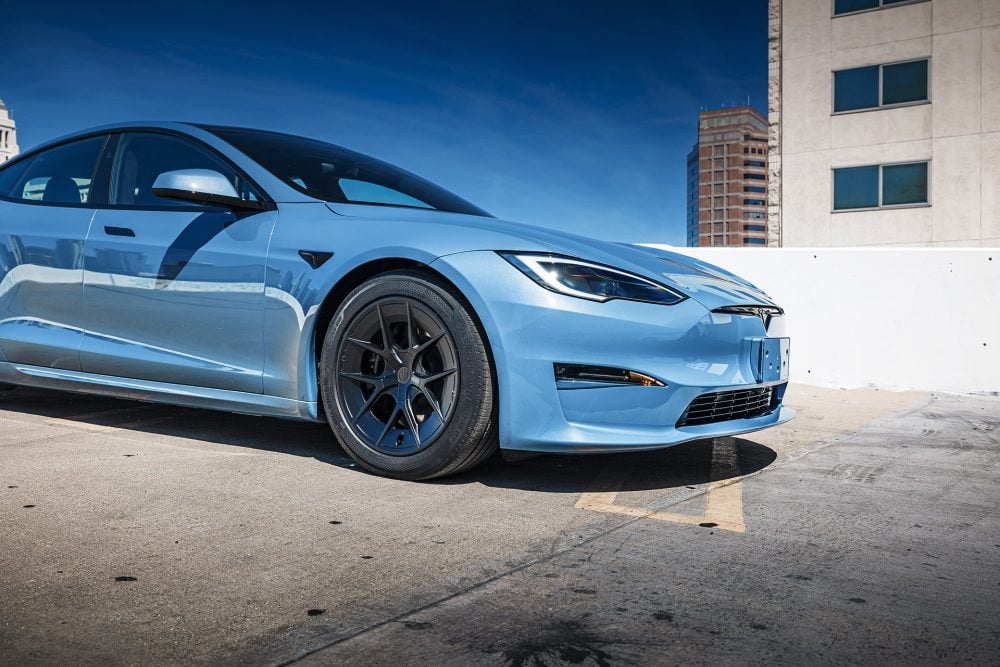Frost Blue Metallic Tesla Model S 26 Refresh on UP RW Flow Formed 19 inch Wheels Unplugged Performance 3840px 11