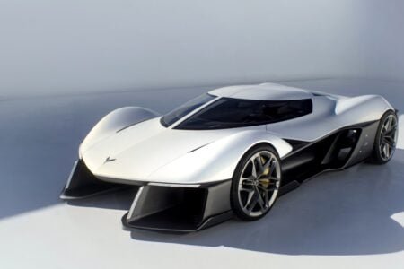 Angle view of the new Chevrolet Corvette concept car.